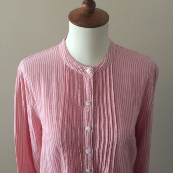 Pink-and-White-Striped-LL-Bean-Blouse - Picture 1 of 6